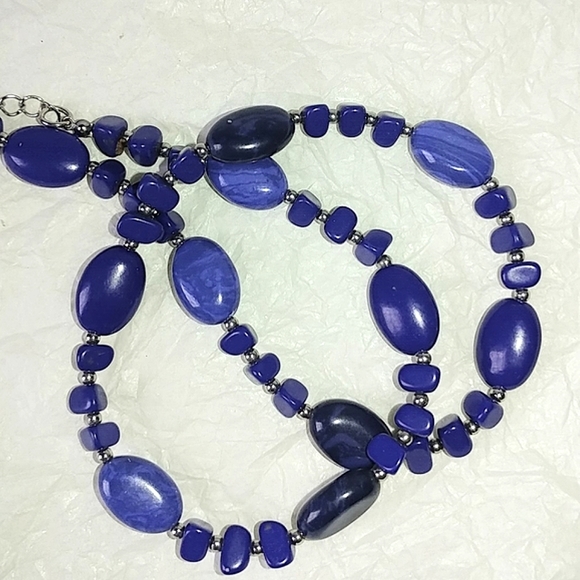 🦋 CHAPS BLUE & SILVER BEAD NECKLACE - Picture 5 of 5